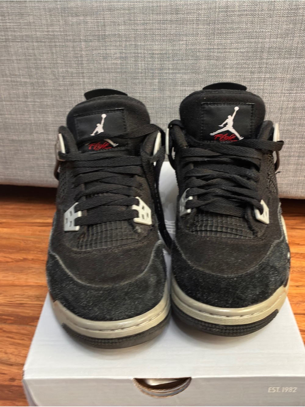 Nike Air Jordan 4 Retro Men's Sneakers - Black with White Accents